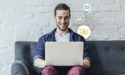 man working on a laptop