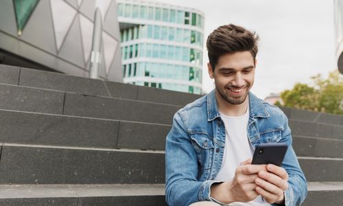 person taking training on a mobile device